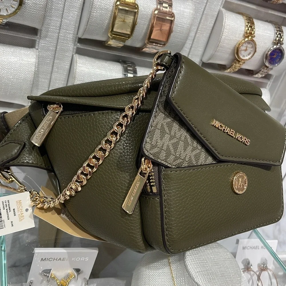 Michael Kors Maisie Large Pebbled Leather 2-in-1 Sling Waist Fanny Pack Belt Bag